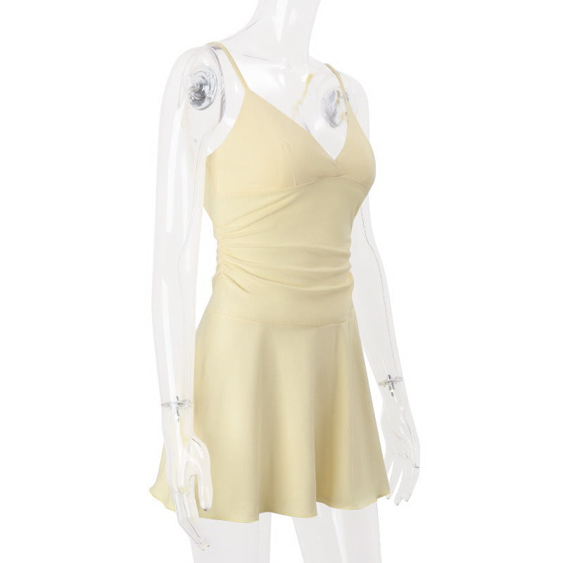Ruched Cami Yellow Mini Dress