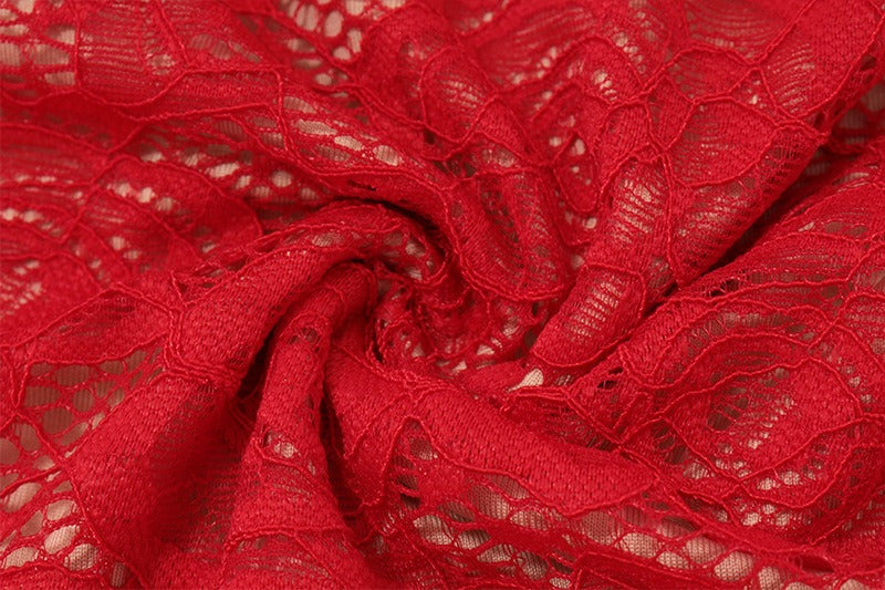 Lace Slip Red Maxi Dress