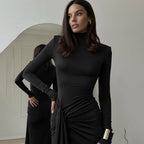 Talia Drape High-Neck Maxi Dress