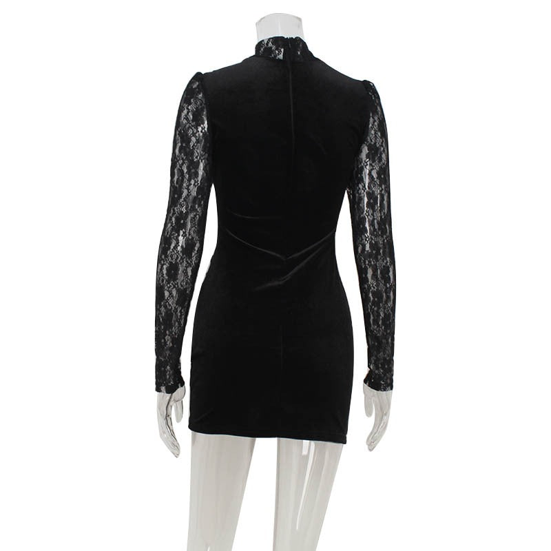Romeya Velvet Lace Mini Dress