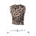 Leopard Print Sleeveless Fitted Top