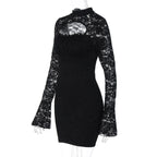 Lace Long Sleeve Mini Dress