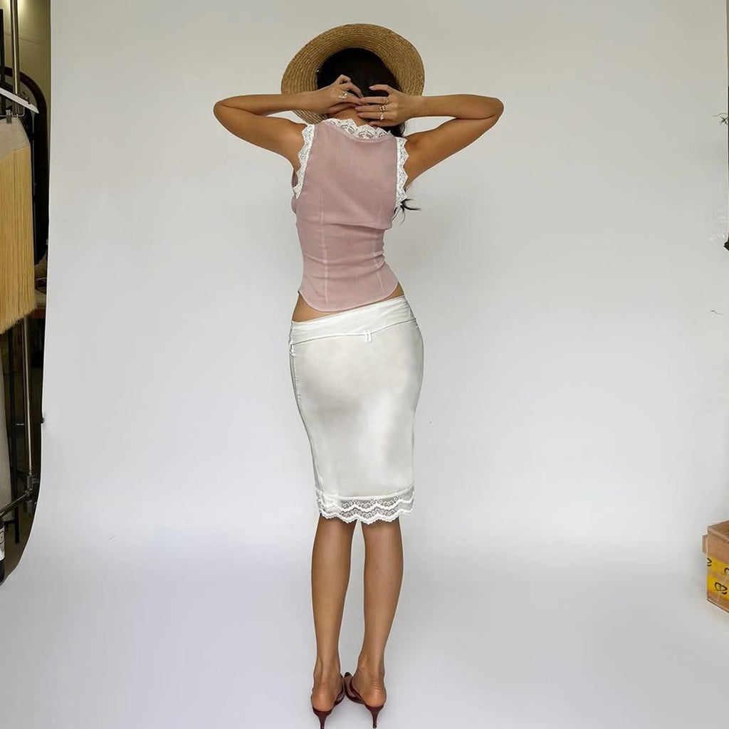 Yeva Lace Corset Top & Midi Skirt Set