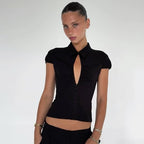Soraya Ruched Front Button-Up Fitted Top