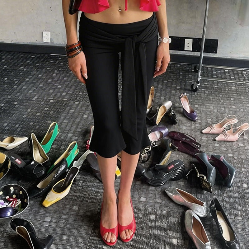 Lily Draped Flare Capri Pants