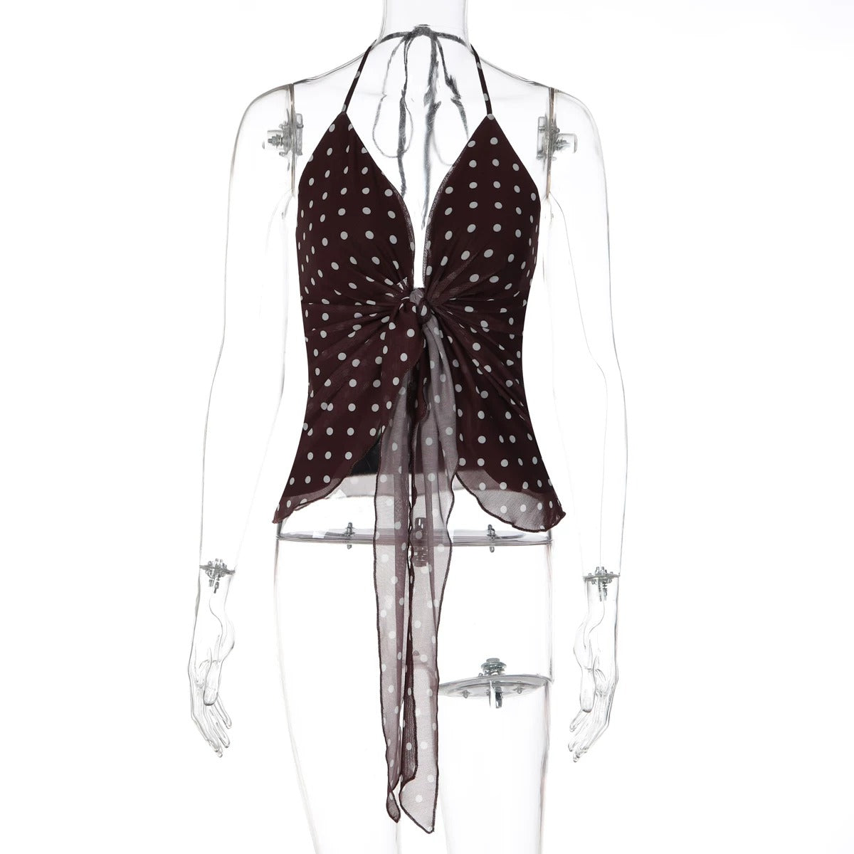 Wren Polka Dot Tie-Front Halter Top
