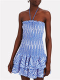 Arelia Smocked Strapless Ruffle Mini Dress