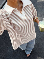 Briony Striped Knit Polo Top