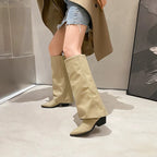 Riviera Denim & Suede Knee-High Boots