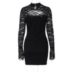 Lace Long Sleeve Mini Dress