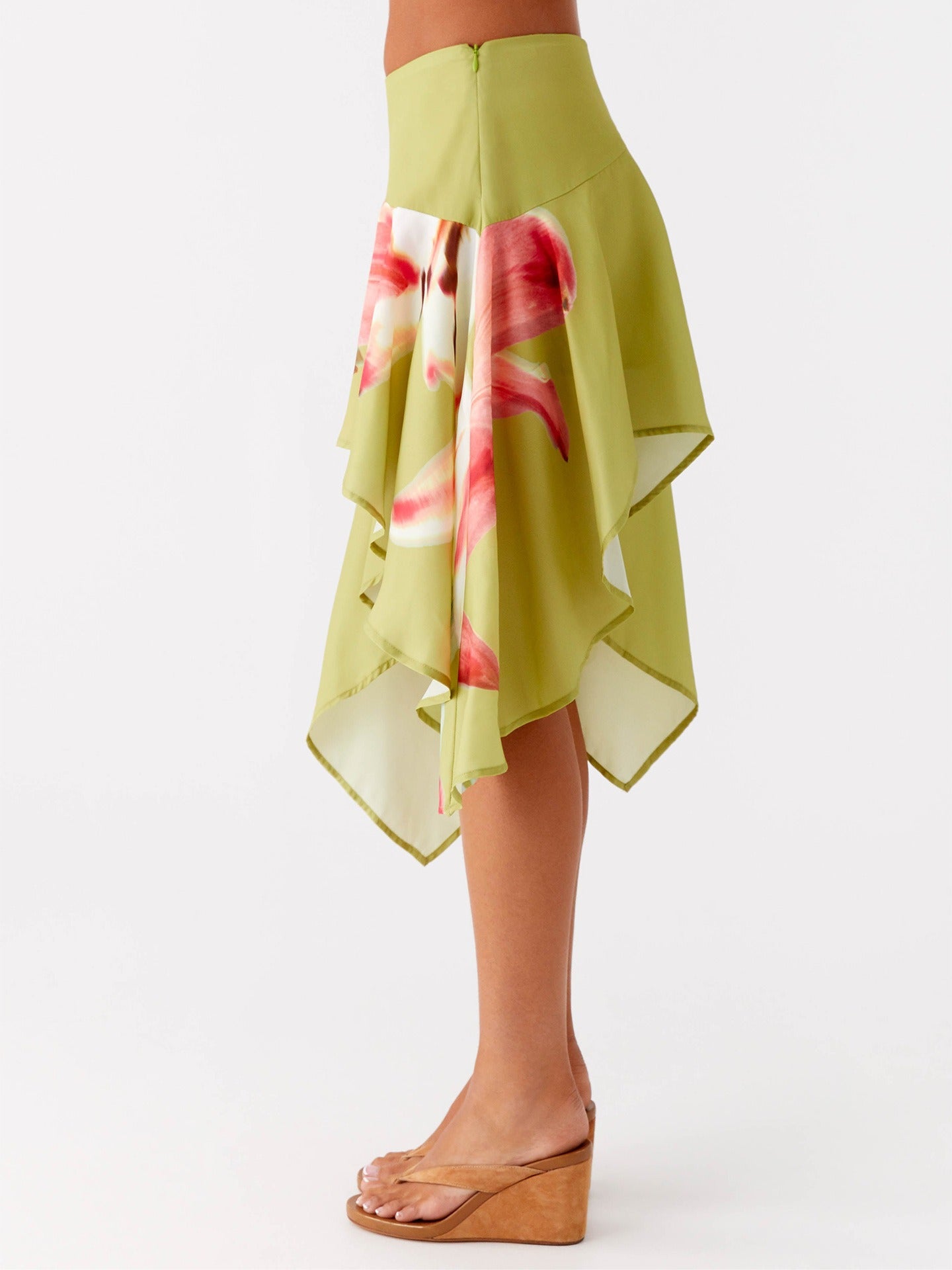 Mei Flow Asymmetric Midi Skirt