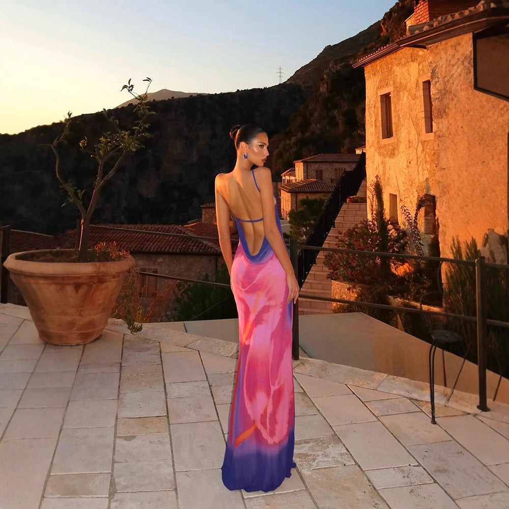 Elodie Backless Printed Maxi Dress