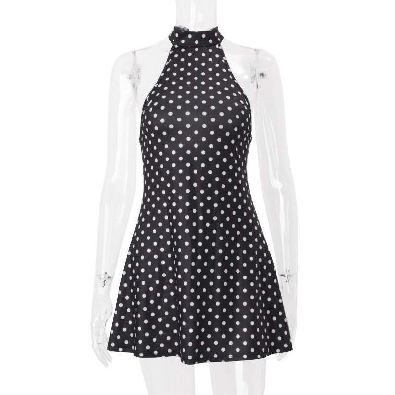 Stassie Polka Dot Halter Mini Dress