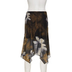 Léa Abstract Floral Mesh Midi Skirt