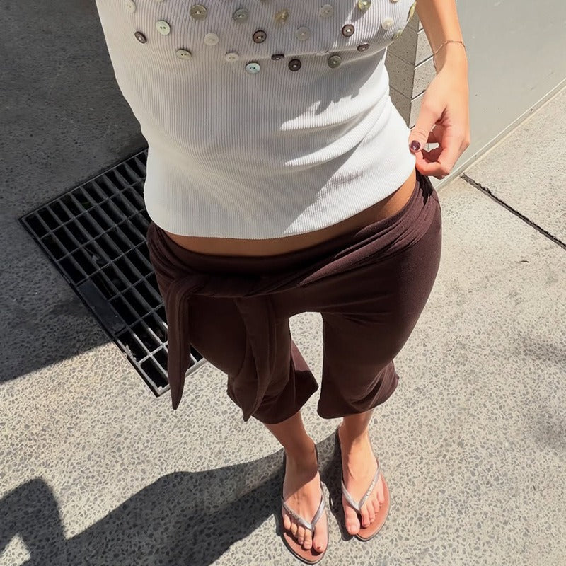 Lily Draped Flare Capri Pants