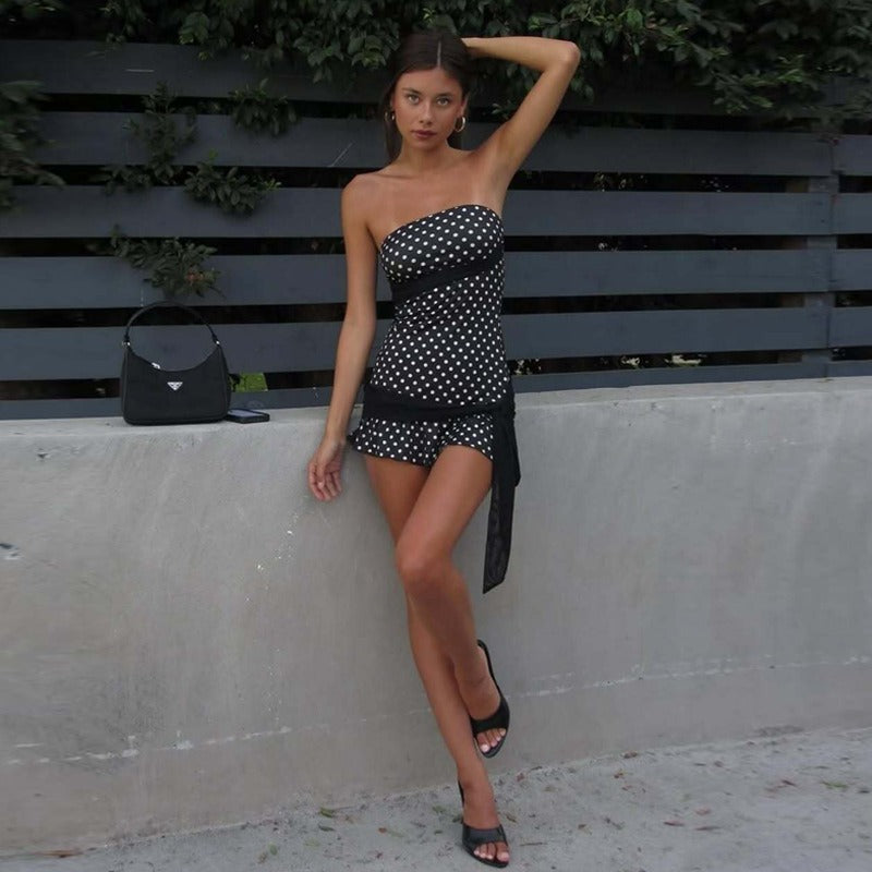 Hana Polka Dot Strapless Mini Dress