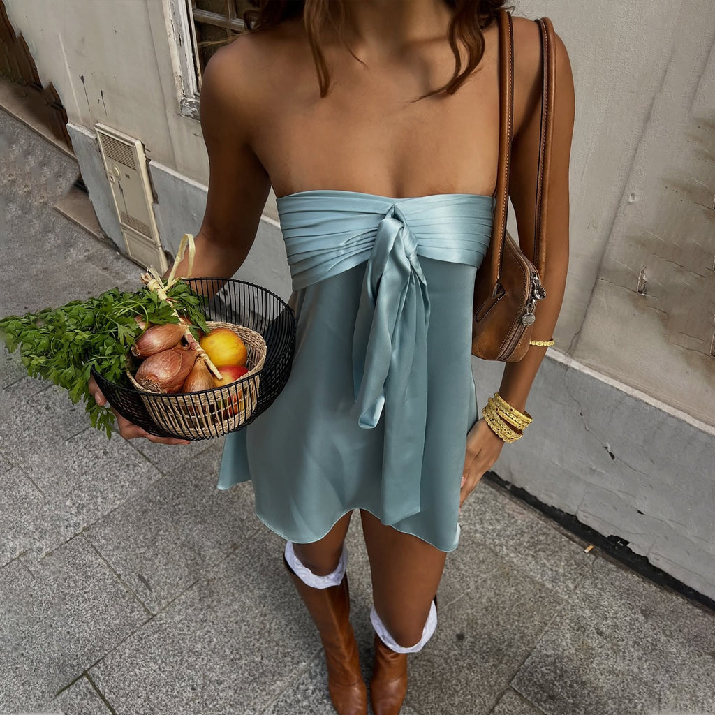 Nil Strapless Bow Tie Mini Dress
