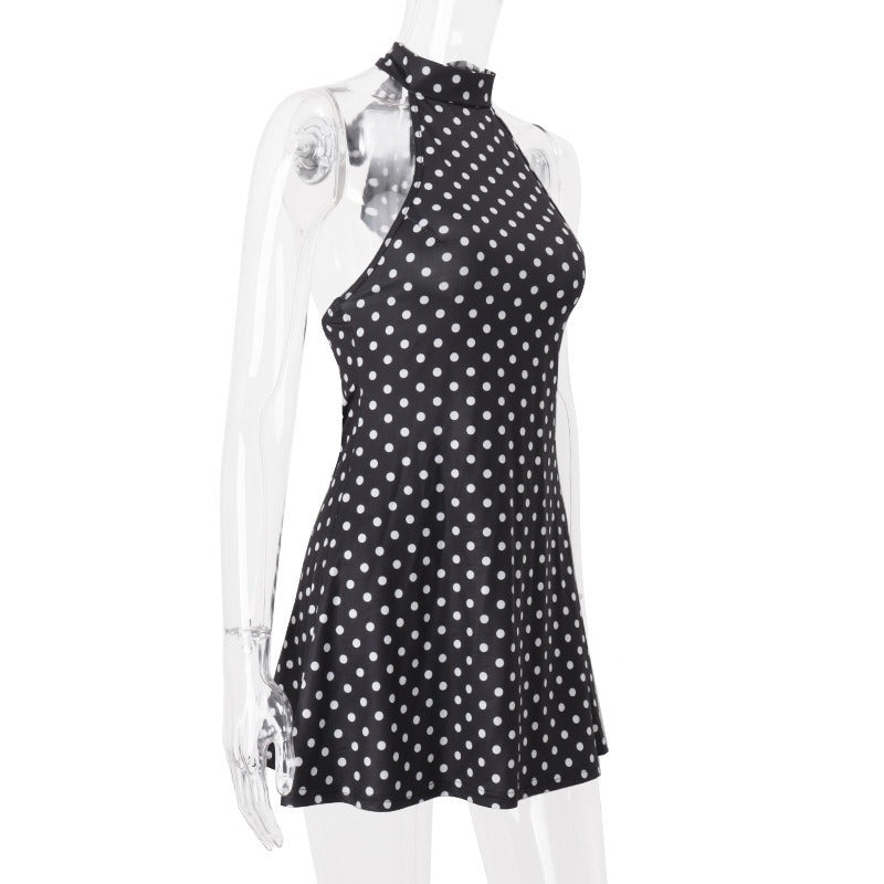 Stassie Polka Dot Halter Mini Dress