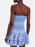 Arelia Smocked Strapless Ruffle Mini Dress