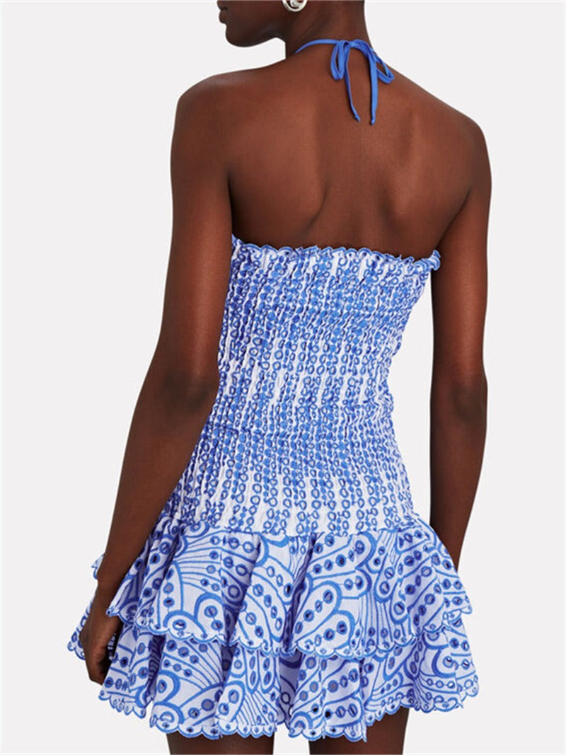 Arelia Smocked Strapless Ruffle Mini Dress
