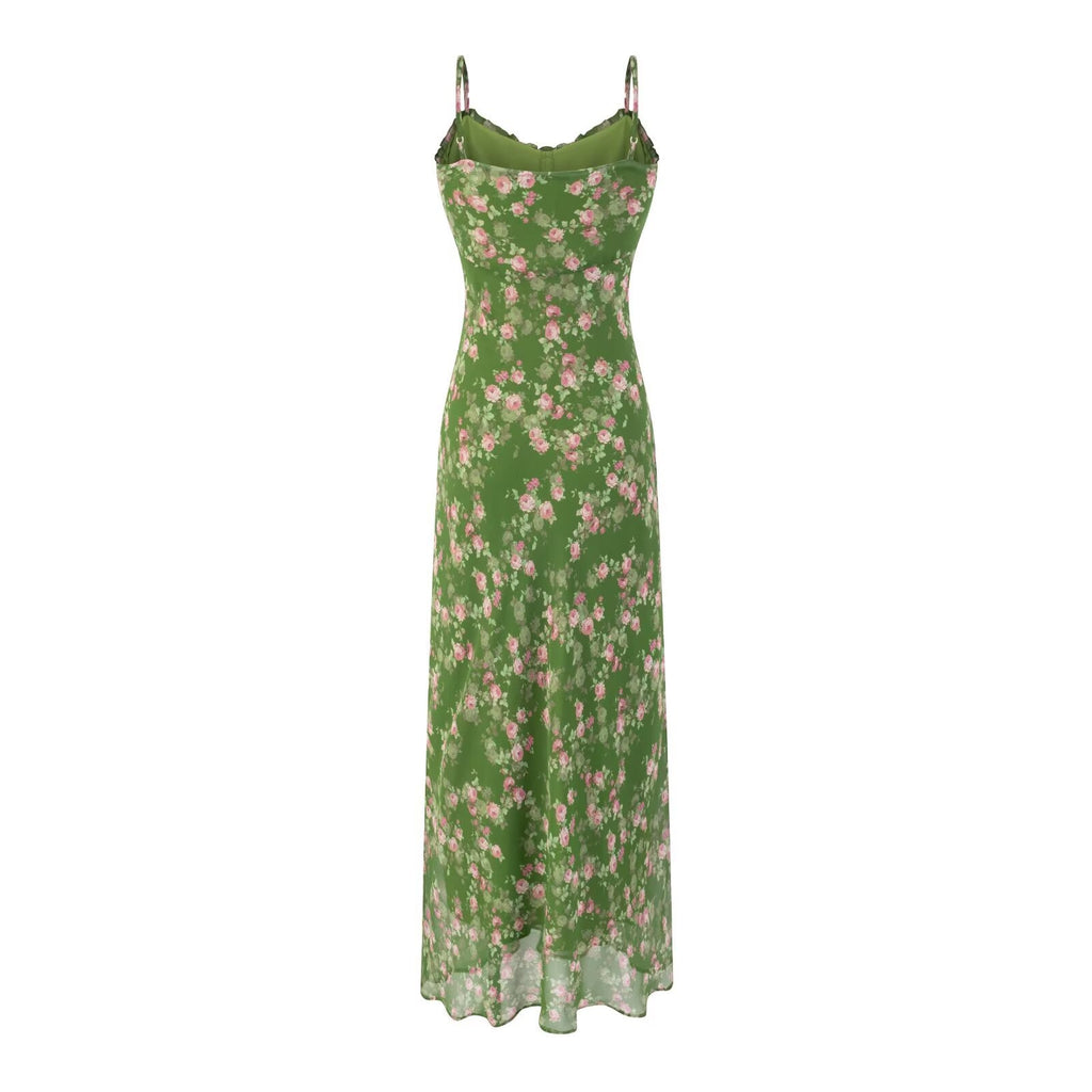 Olya Olive Floral Slip Maxi Dress