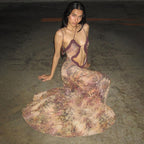 Maelis Sheer Plunge Maxi Dress