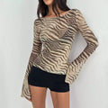 Rivka Zebra Mesh Long Sleeve Top