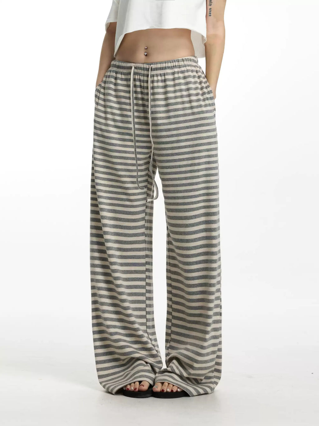 Yvette Striped Wide-Leg Drawstring Pants