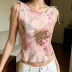 Zinnia Pink Leopard Cowl-Neck Camis
