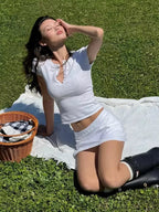 Zoya Eyelet Knit Top & Mini Skirt Set