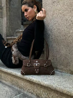 Keira Studded Leopard Shoulder Bag