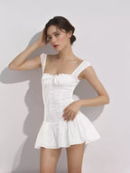 White Eyelet Corset Mini Dress
