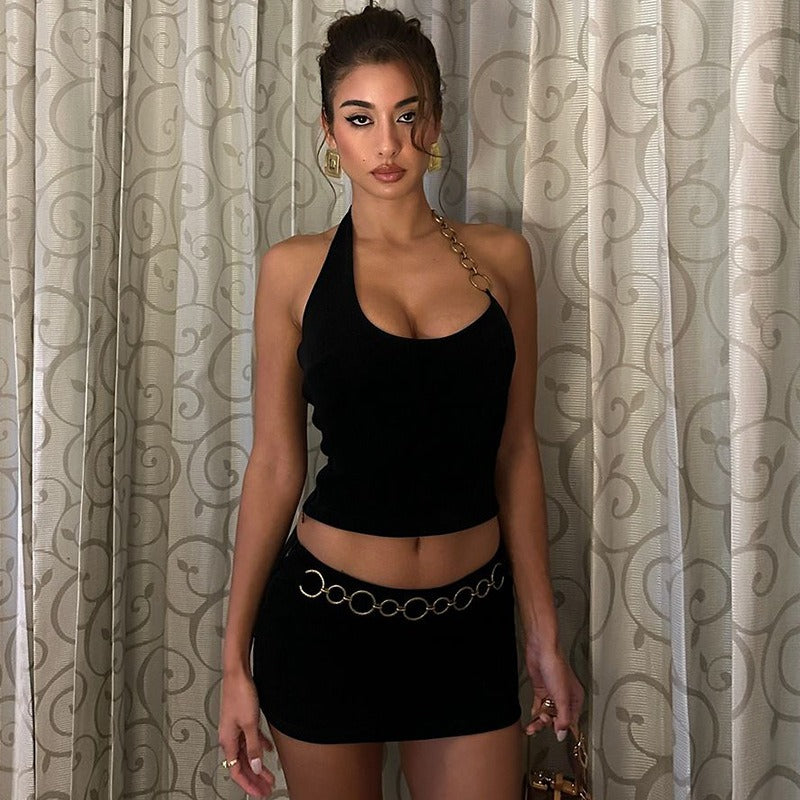 Mila Chain Detail Mini Skirt Set