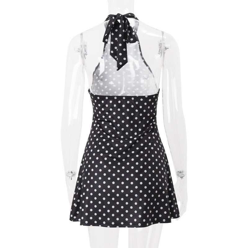 Stassie Polka Dot Halter Mini Dress