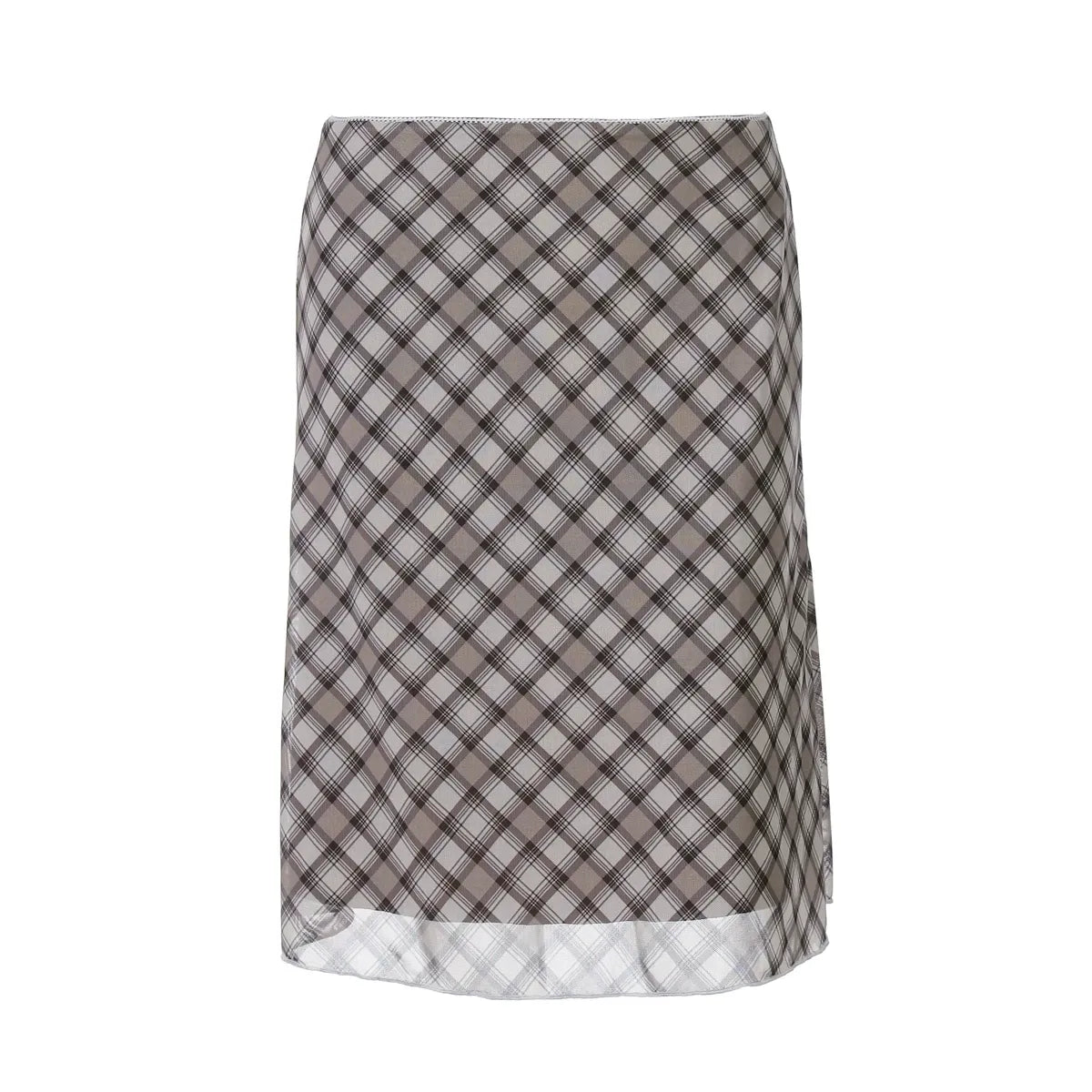 Karina Plaid Lace Trim Two-Piece Skirt Set