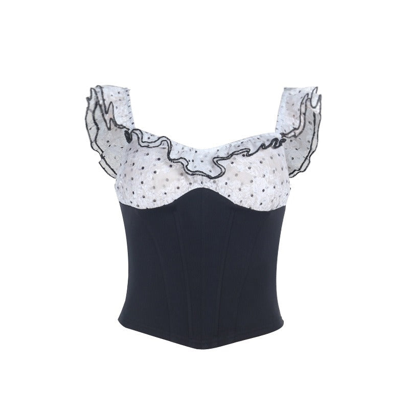 Evorin Polka Dot Ruffle Corset Top