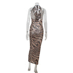 Brinya Bronze Zebra Sequin Maxi Dress