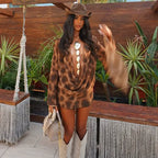 Aeria Leopard Print Draped Mini Dress