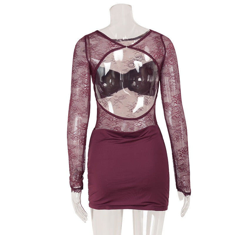 Morella Lace Ruched Mini Dress