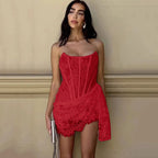 Mina Lace Corset Drape Mini Dress