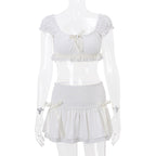 Ruffle Smocked Two Piece Skirt Set