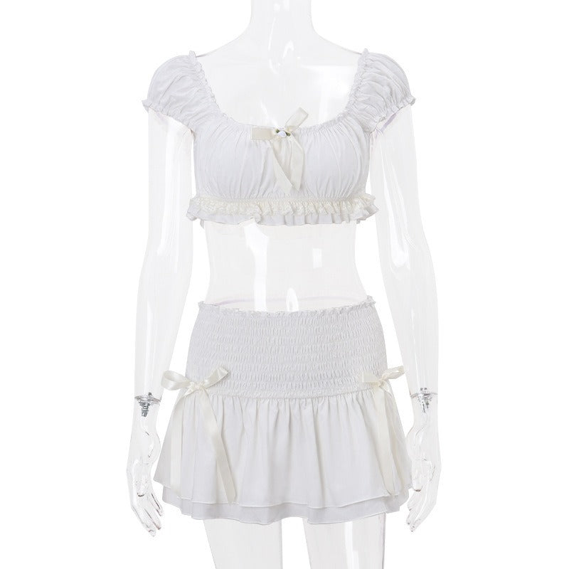 Ruffle Smocked Two Piece Skirt Set