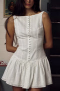 Mireille Vintage Button-Front Mini Dress