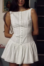 Mireille Vintage Button-Front Mini Dress