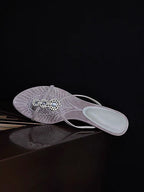 Layla Embroidered Rhinestone Toe-Loop Sandals