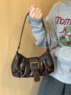 Haven Vintage Buckle Ruched Shoulder Bag