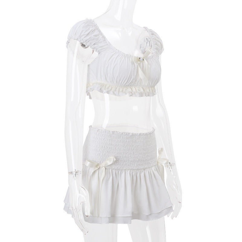 Ruffle Smocked Two Piece Skirt Set