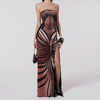 Imogen Abstract Print Strapless Maxi Dress