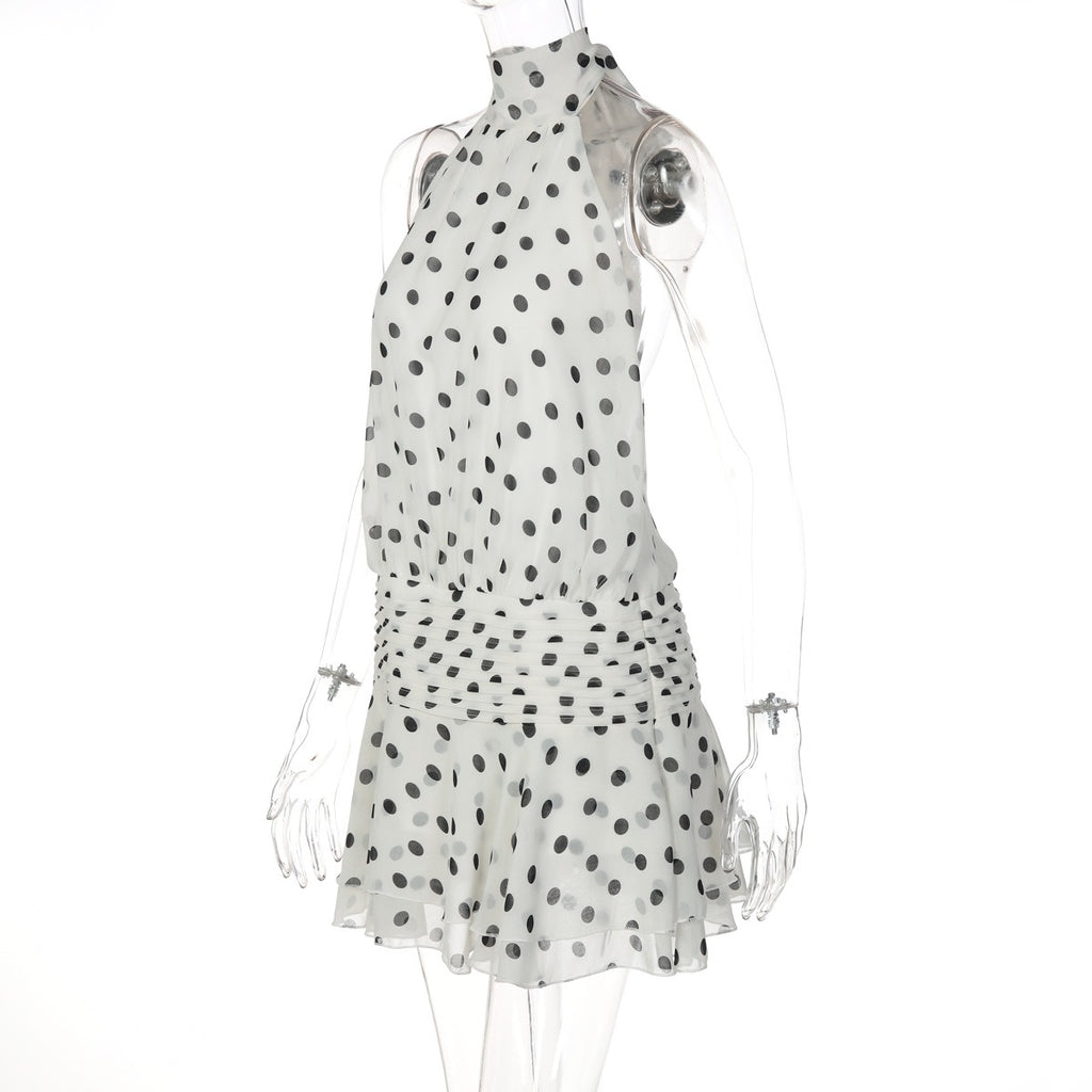 Monique Polka Dot Halter Mini Dress