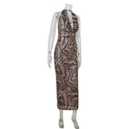 Brinya Bronze Zebra Sequin Maxi Dress